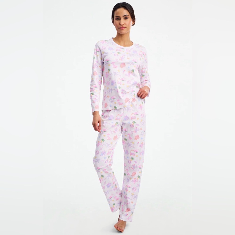 Roller Rabbit x Stoney Clover Lane Pink Floral Print Long Sleeve Pajama Set